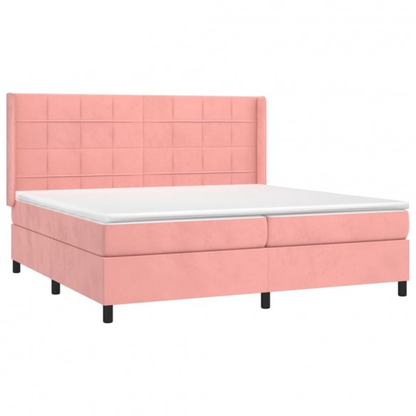 Cadre de lit avec matelas Rose 200x200 cm Velours