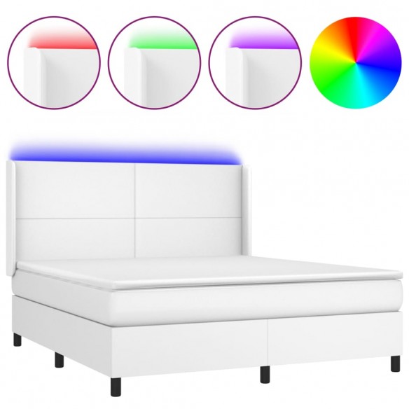 Cadre de lit matelas LED Blanc 160x200 cm Similicuir