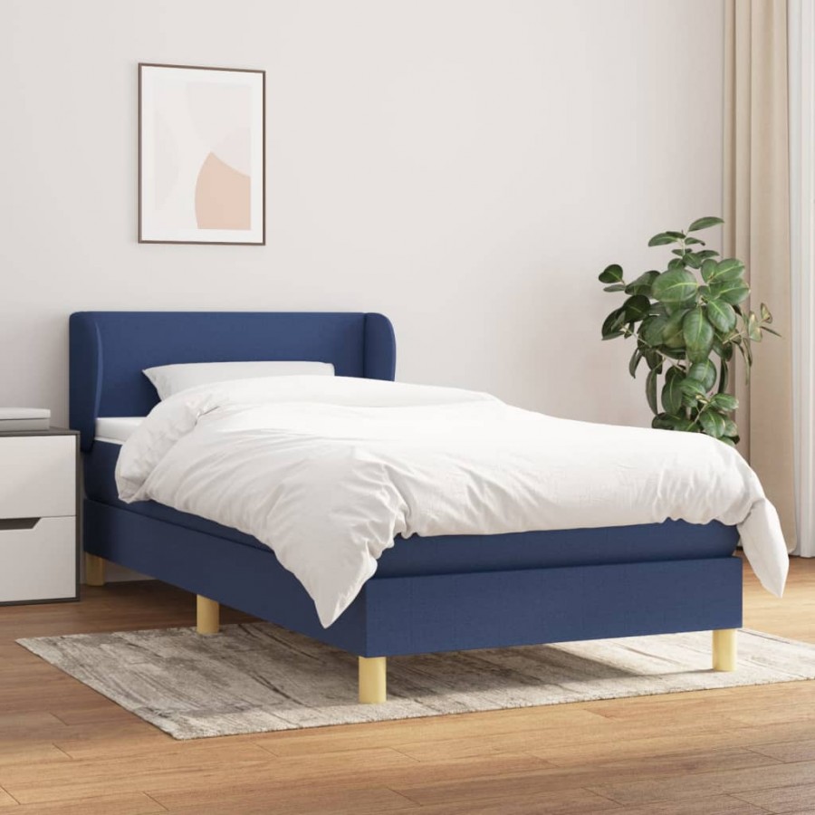 Cadre de lit avec matelas Bleu 90x200...