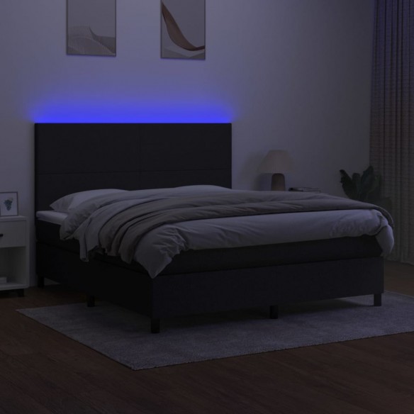 Cadre de lit et matelas et LED Noir 160x200 cm Tissu