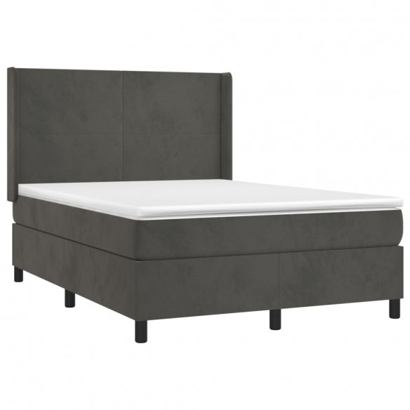 Cadre de lit matelas et LED Gris foncé 140x200 cm