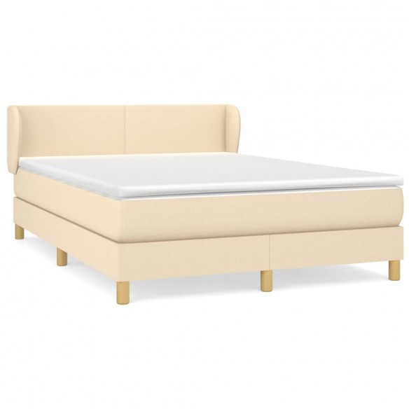 Cadre de lit avec matelas Crème 140x200 cm Tissu