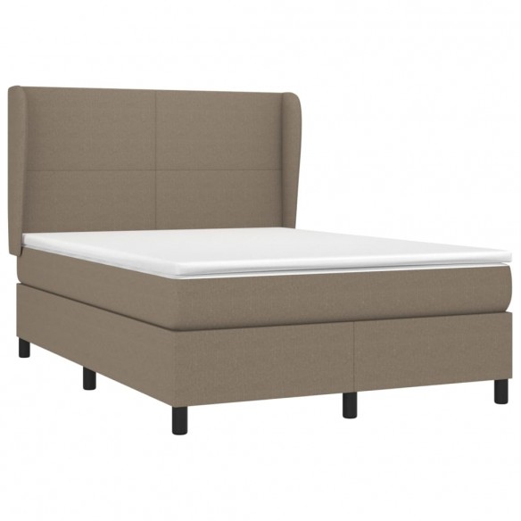 Cadre de lit avec matelas Taupe 140x190 cm Tissu