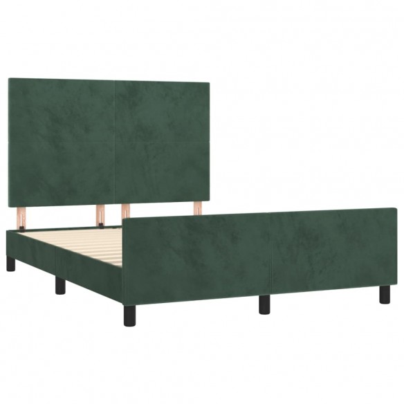 Cadre de lit avec tête de lit Vert foncé 140x190 cm Velours