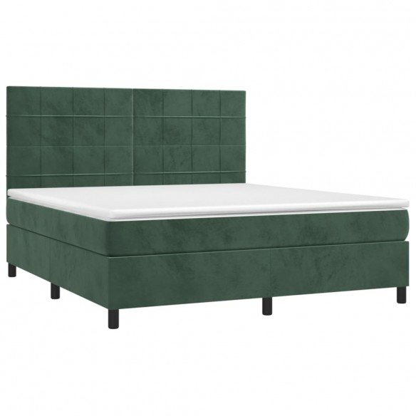 Cadre de lit matelas et LED Vert foncé 180x200 cm