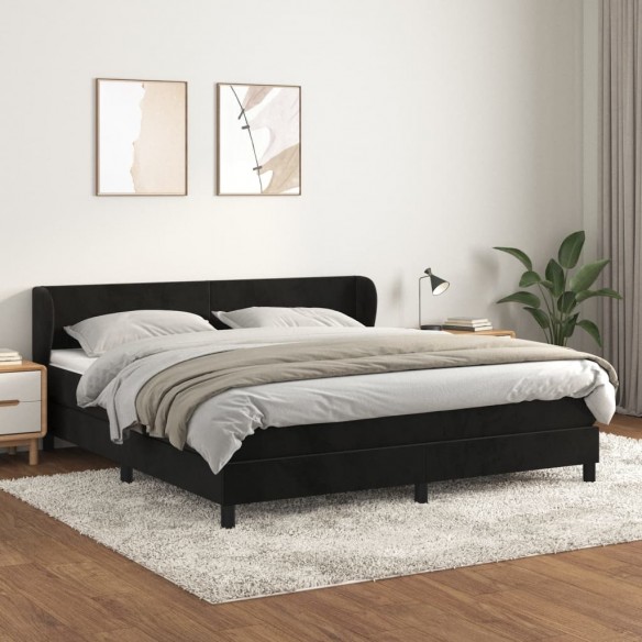 Cadre de lit avec matelas Noir 180x200 cm Velours