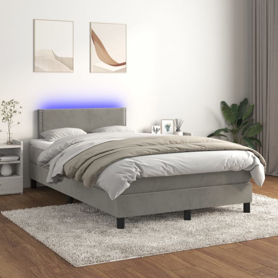 Cadre de lit avec matelas LED Gris clair 120x200 cm