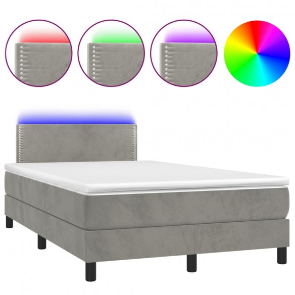 Cadre de lit avec matelas LED Gris clair 120x200 cm