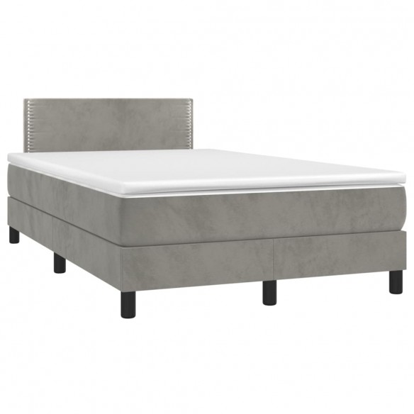 Cadre de lit avec matelas LED Gris clair 120x200 cm