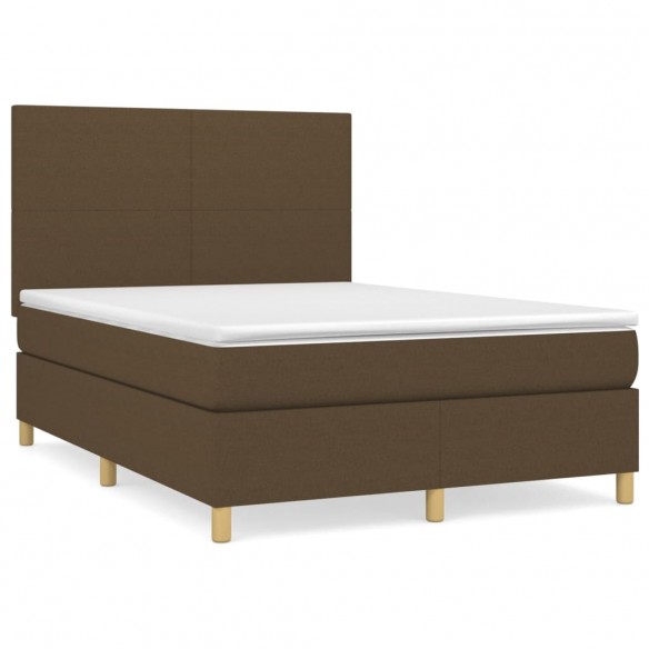 Cadre de lit avec matelas Marron foncé 140x190 cm