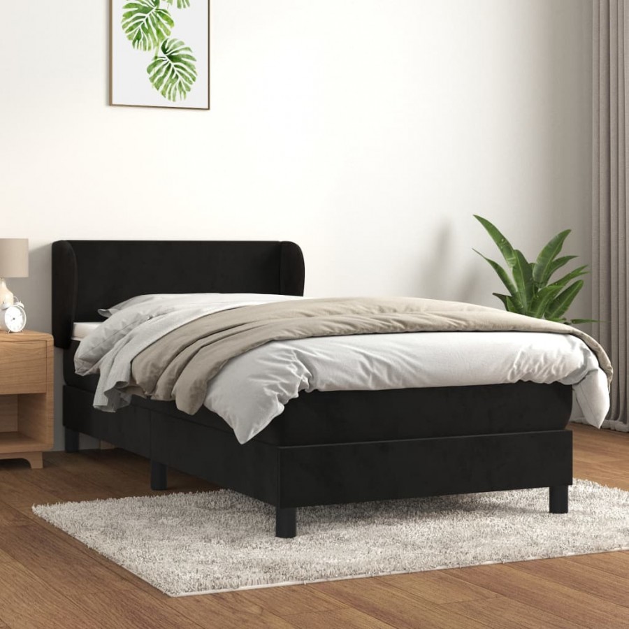 Cadre de lit avec matelas Noir 90x190...