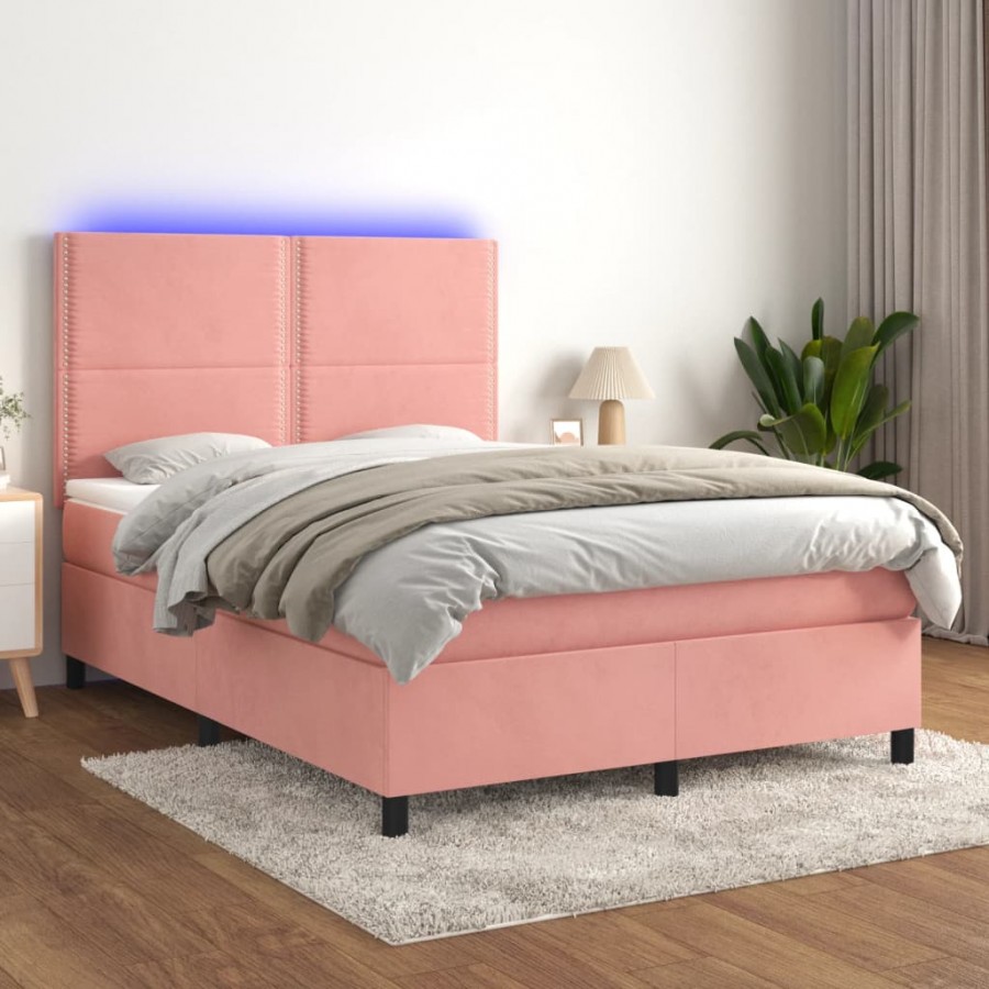 Cadre de lit matelas et LED Rose...