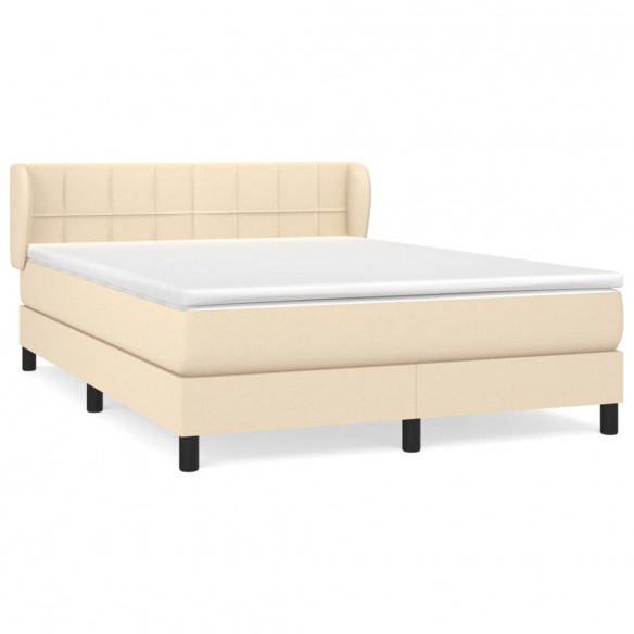 Cadre de lit avec matelas Crème 140x200 cm Tissu