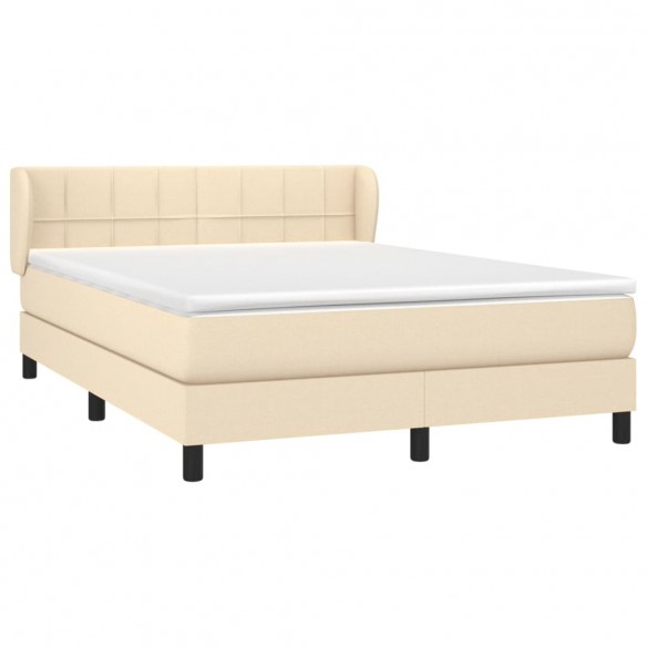 Cadre de lit avec matelas Crème 140x200 cm Tissu