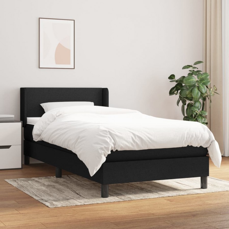 Cadre de lit avec matelas Noir 90x190 cm Tissu