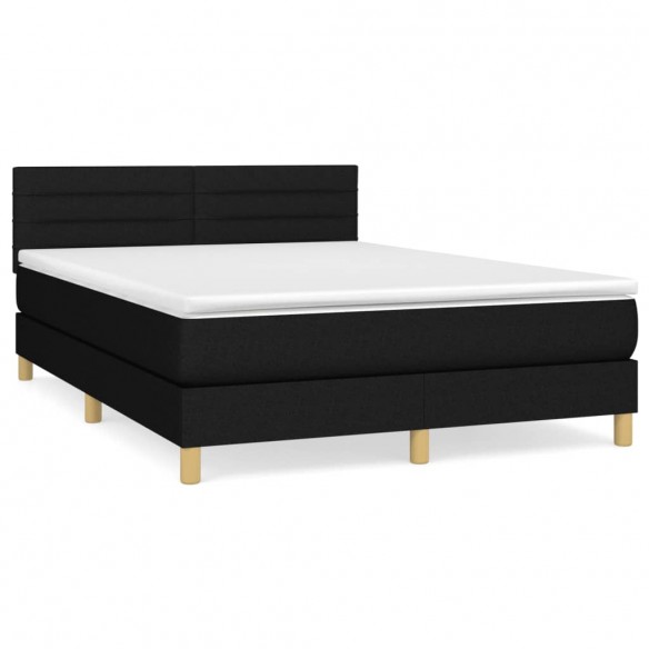 Cadre de lit avec matelas Noir 140x200 cm Tissu