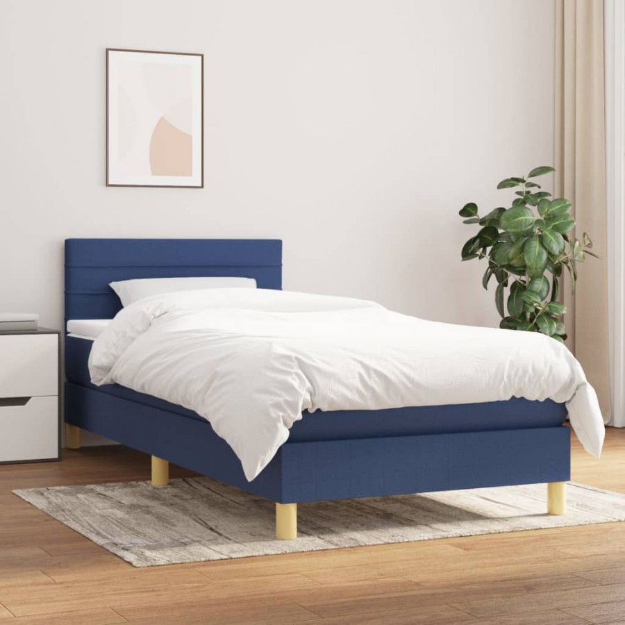 Cadre de lit avec matelas Bleu 90x200...