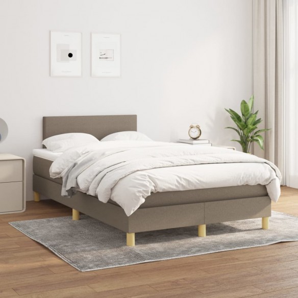 Cadre de lit avec matelas Taupe 120x200 cm Tissu