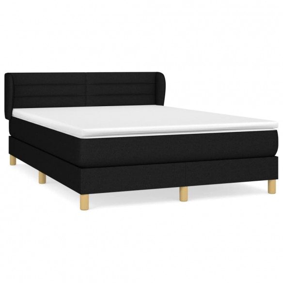 Cadre de lit avec matelas Noir 140x200 cm Tissu