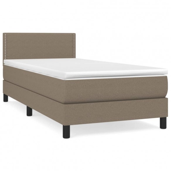 Cadre de lit avec matelas Taupe 90x190 cm Tissu