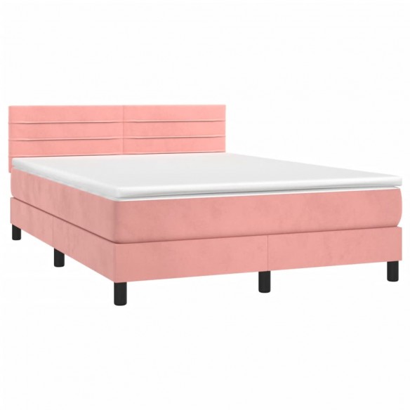 Cadre de lit avec matelas Rose 140x190 cm Velours