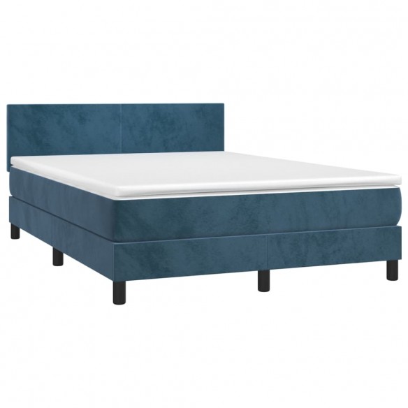 Cadre de lit avec matelas LED Bleu foncé 140x190 cm