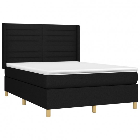 Cadre de lit avec matelas Noir 140x200 cm Tissu