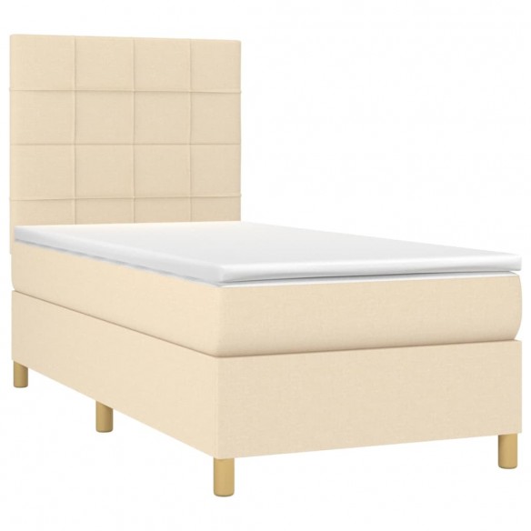 Cadre de lit et matelas et LED Crème 80x200cm Tissu