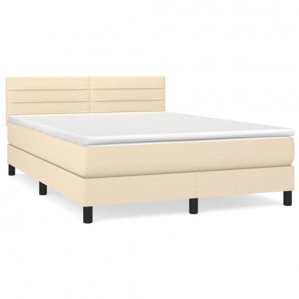 Cadre de lit avec matelas Crème 140x200 cm Tissu