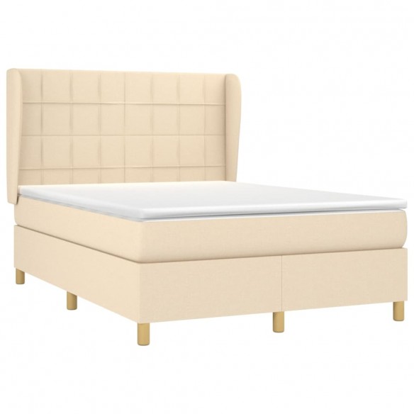 Cadre de lit avec matelas Crème 140x200 cm Tissu