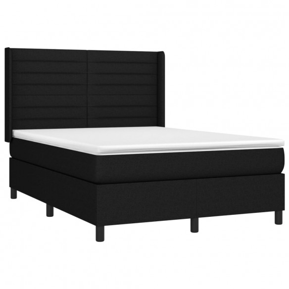 Cadre de lit matelas et LED Noir 140x200 cm Tissu