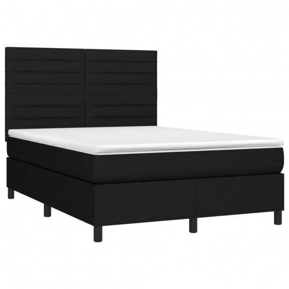 Cadre de lit et matelas et LED Noir 140x190 cm Tissu