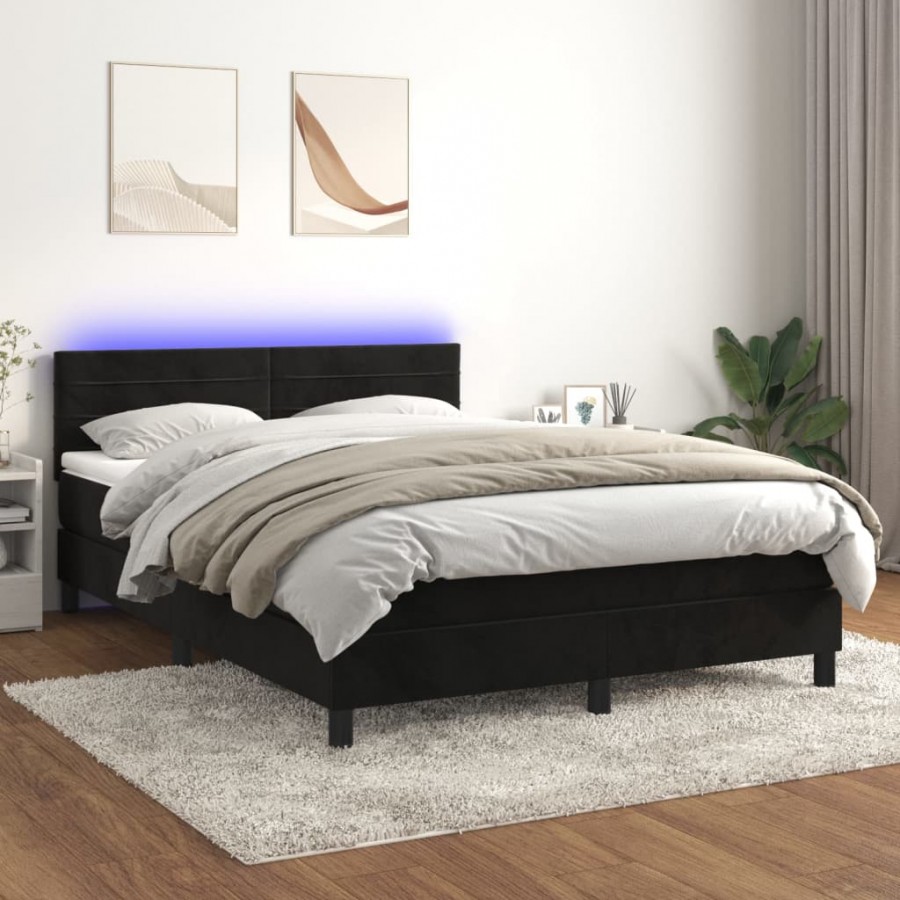 Cadre de lit avec matelas et LED Noir...