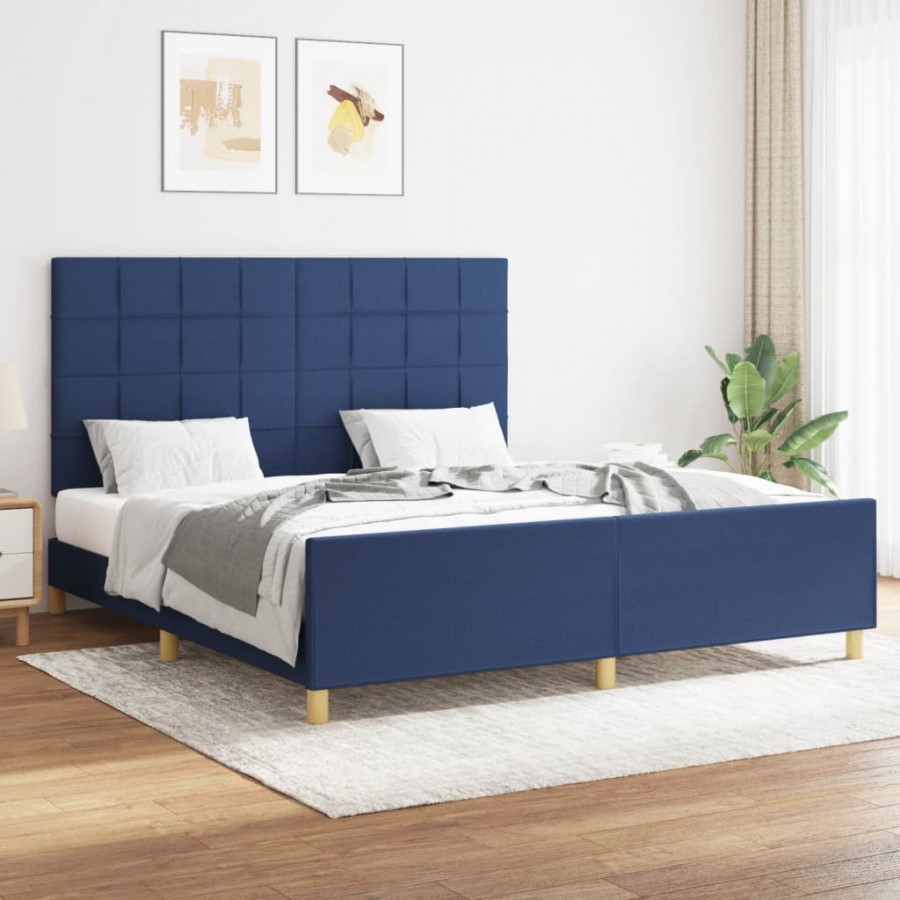 Cadre de lit avec tête de lit Bleu...