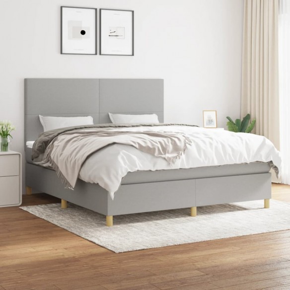 Cadre de lit avec matelas Gris clair 180x200cm Tissu