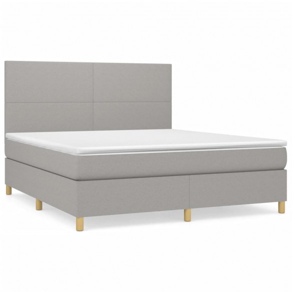 Cadre de lit avec matelas Gris clair 180x200cm Tissu