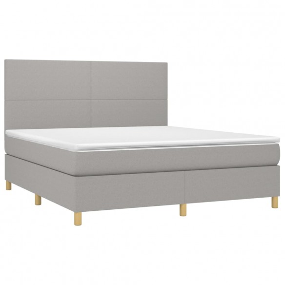 Cadre de lit avec matelas Gris clair 180x200cm Tissu