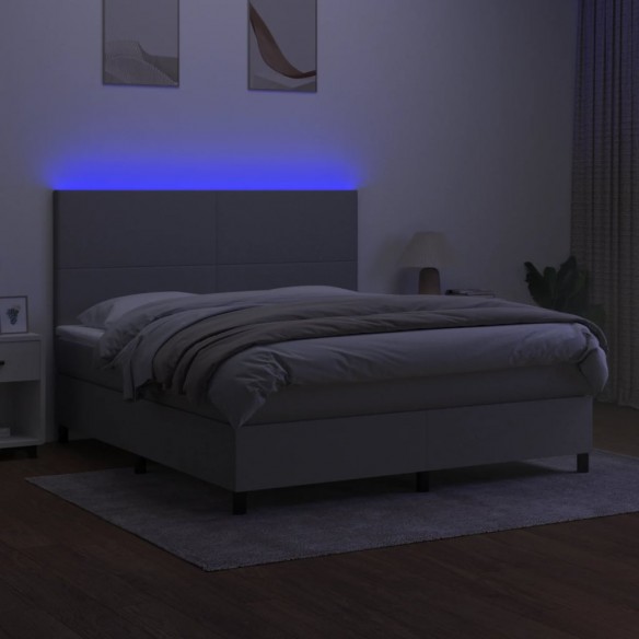 Cadre de lit et matelas et LED Gris clair 180x200 cm