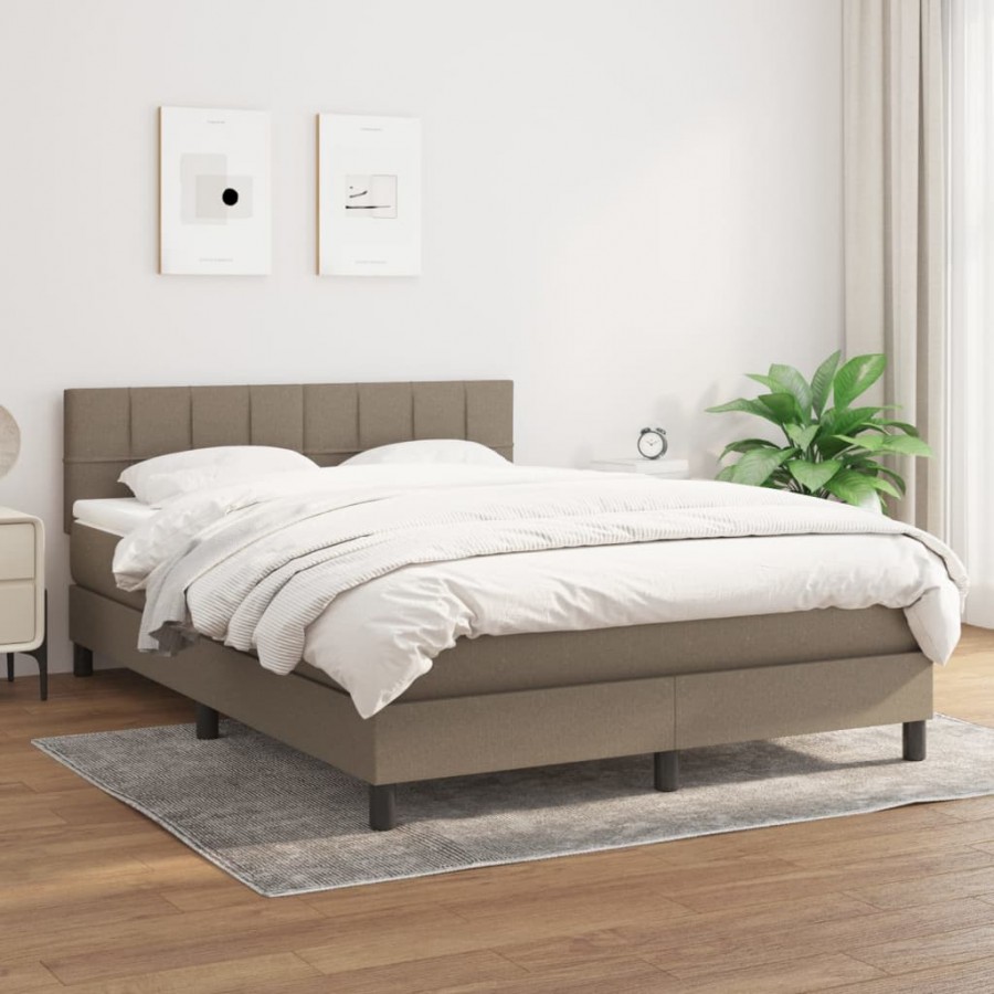 Cadre de lit avec matelas Taupe 140x190 cm Tissu