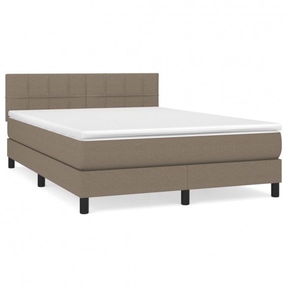 Cadre de lit avec matelas Taupe 140x190 cm Tissu