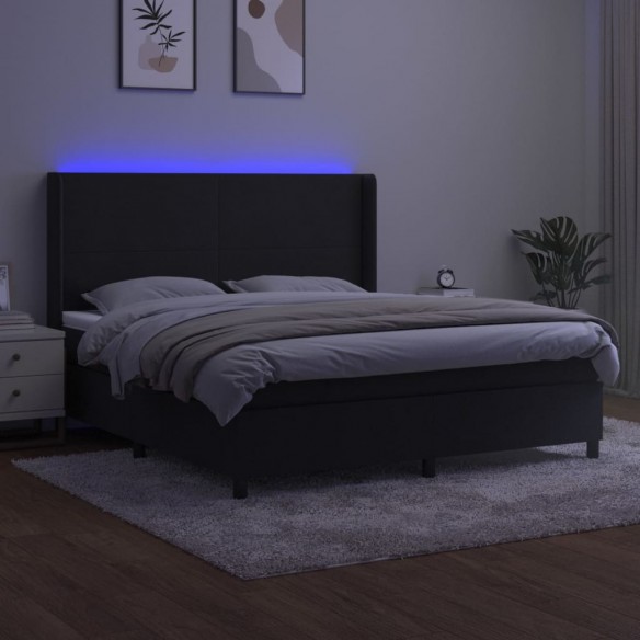 Cadre de lit matelas et LED Noir 180x200 cm Velours