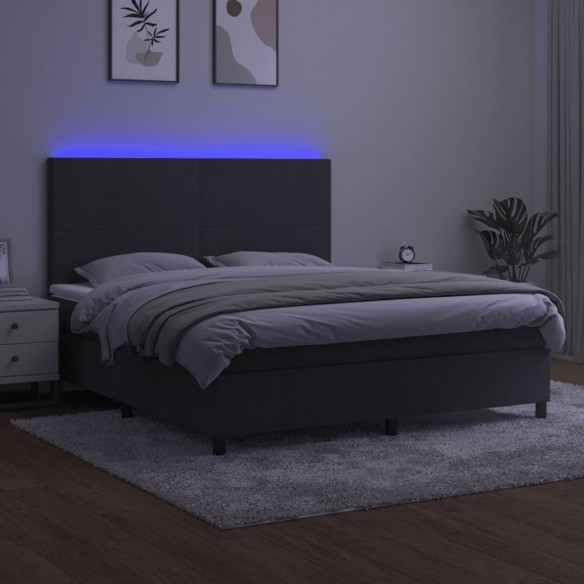 Cadre de lit avec matelas LED Gris foncé 180x200 cm