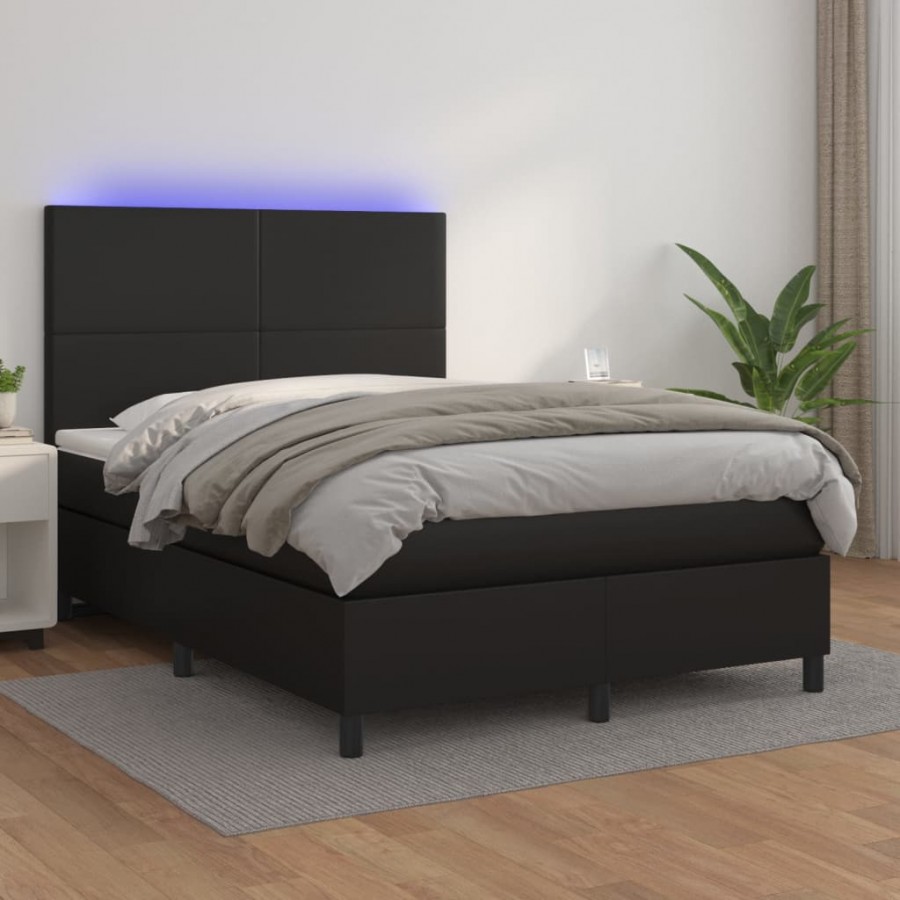 Cadre de lit avec matelas et LED Noir...