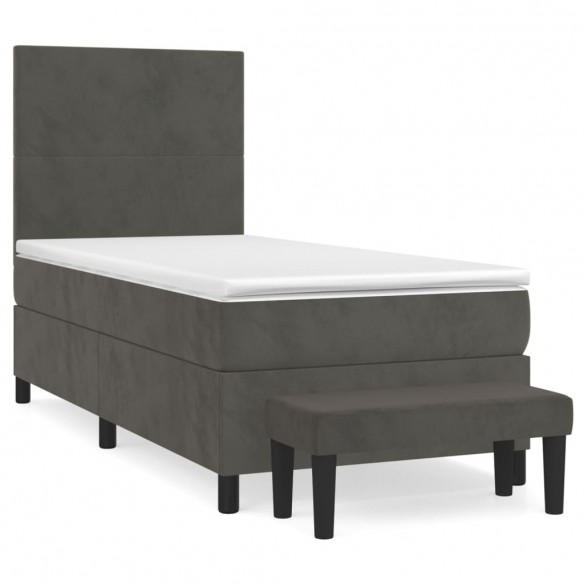 Cadre de lit et matelas Gris foncé 90x190 cm Velours