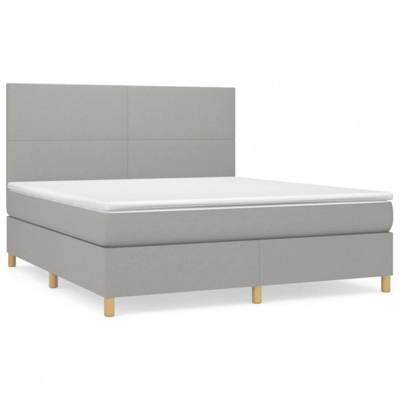 Cadre de lit avec matelas Gris clair 160x200cm Tissu