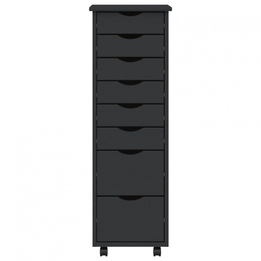 Armoire roulante avec tiroirs MOSS gris bois de pin solide