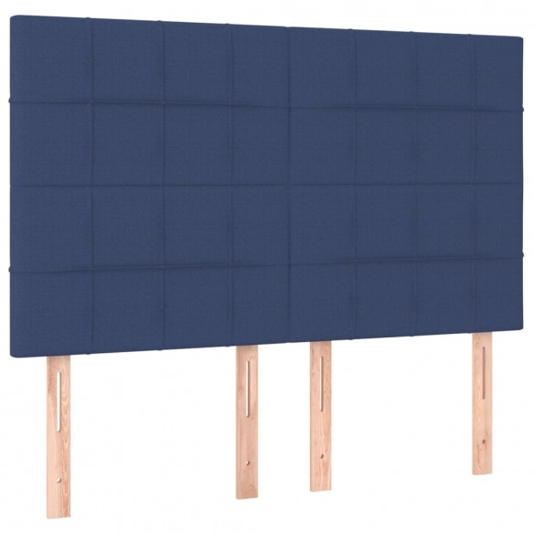 Cadre de lit et matelas et LED Bleu 140x190 cm Tissu