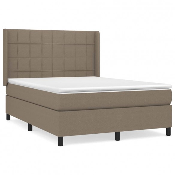 Cadre de lit avec matelas Taupe 140x190 cm Tissu