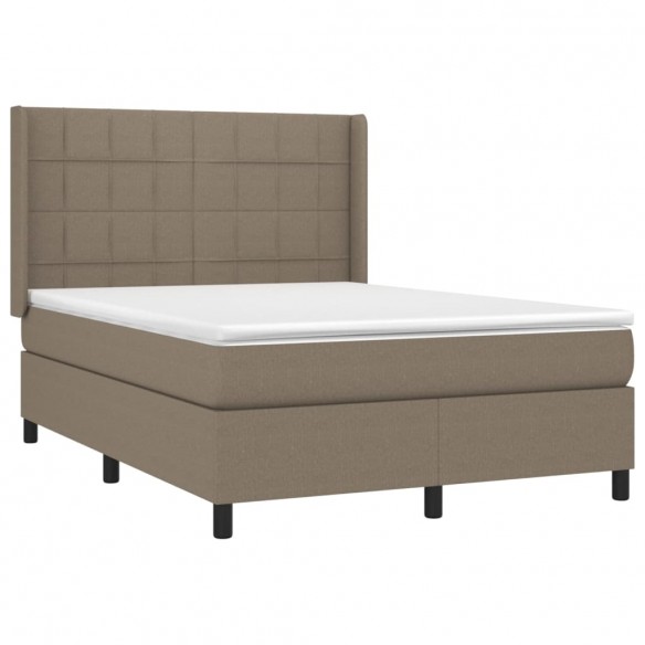 Cadre de lit avec matelas Taupe 140x190 cm Tissu