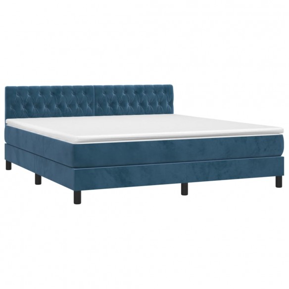 Cadre de lit avec matelas LED Bleu foncé 180x200 cm